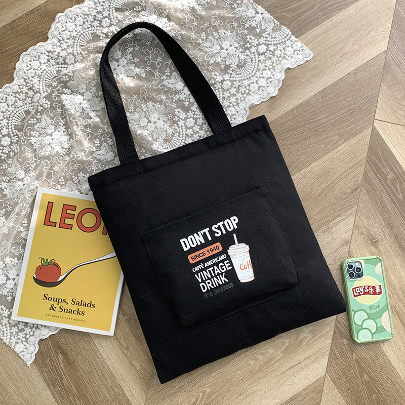 Women's One-Shoulder Korean Letter Messenger Bag Student Trend Portable Large Capacity Canvas Bag Simple Small Fresh Canvas Bag