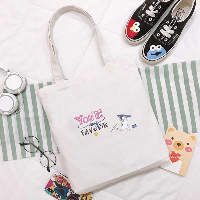 Bag Women's New Cartoon Cute Student Shoulder Bag Canvas Tote Bag