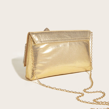 Advanced Fashion Bowknot Dinner Bag Shiny Gold Evening Bag Handbag Women's Bag