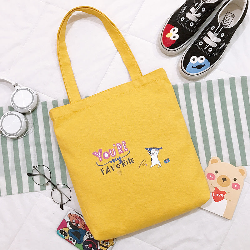 Bag Women's New Cartoon Cute Student Shoulder Bag Canvas Tote Bag