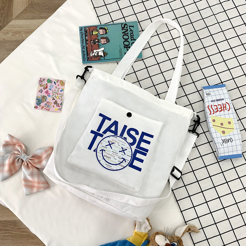 The New Little Devil Shoulder Bag Can Be Printed With a Logo Korean Version Of The Trendy Canvas Bag Large Capacity Canvas Bag