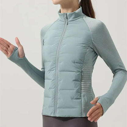 Autumn Winter Sport Seamless Splicing Down Jacket Women Thin Down Jacket For Women Ultralight Puffer Jacket Running Jacket