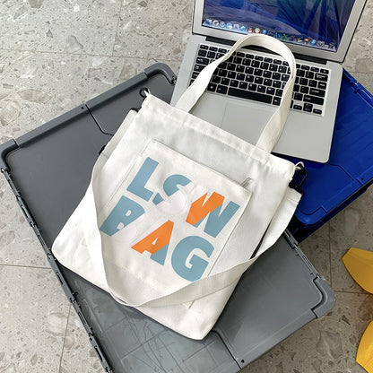 New Ins Letter Canvas Bag Unisex Diagonal Bag With Pendant Bag Dual-Purpose Canvas Bag