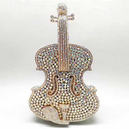 12 Colors Violin-Shape Rhinestone Evening Bag Designer Luxury Women Metal Wedding Bridal Clutches Lady Girls Diamonds Purses