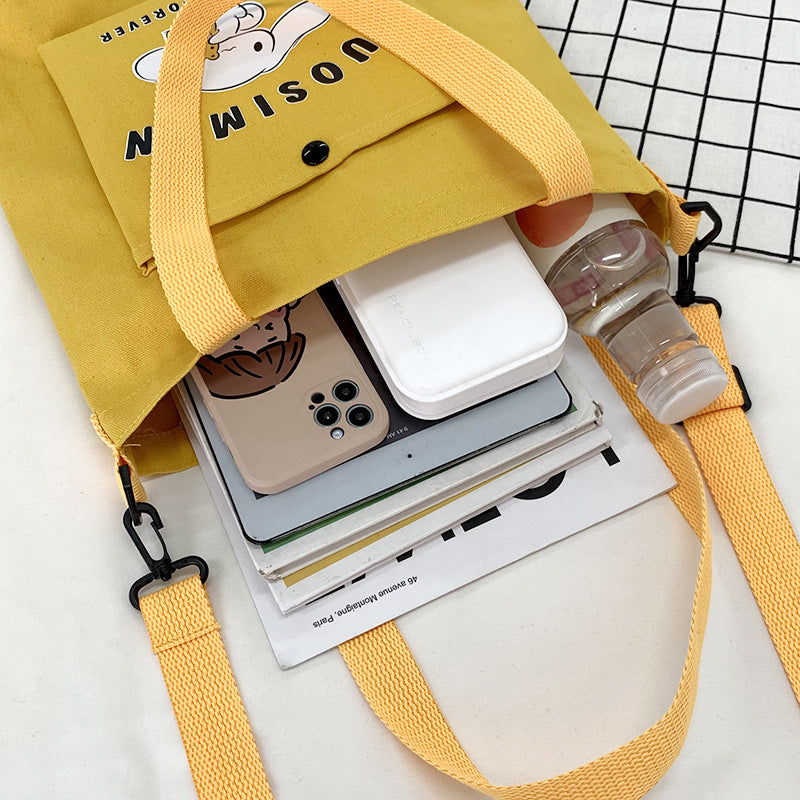 Summer New Women's Shoulder Bag Small Fresh Student Campus Canvas Bag Three-Dimensional Small Animal Pattern Messenger Bag