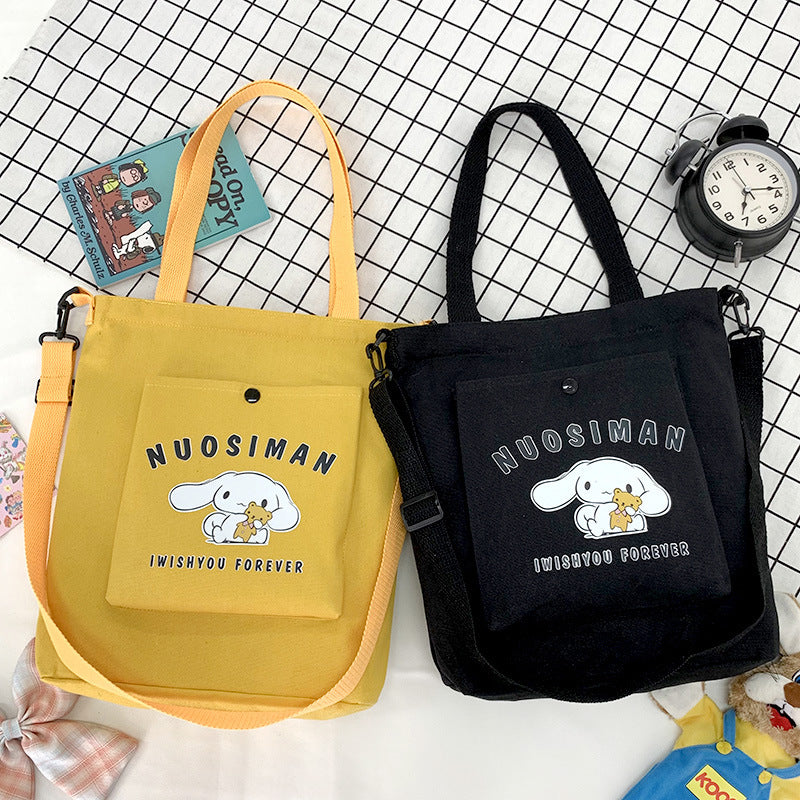 Summer New Women's Shoulder Bag Small Fresh Student Campus Canvas Bag Three-Dimensional Small Animal Pattern Messenger Bag