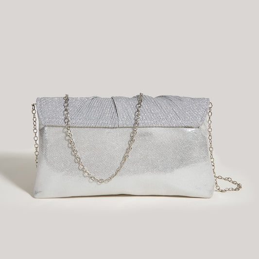 Fashion Dress Evening Bag High-End Temperament Evening Bag Pleated Shiny Clutch Bag Women's Bag