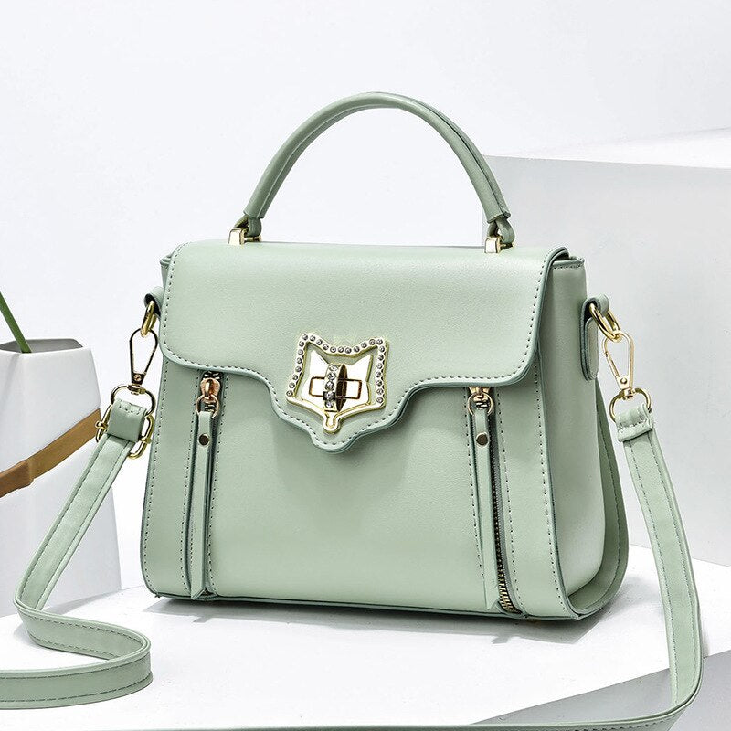 Luxury Leather Ladies Bags Fashion Rhinestones Commuter Handbag Ladies One-shoulder Messenger Bag Famous Tote Bag Sac A Main