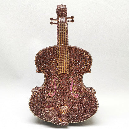 12 Colors Violin-Shape Rhinestone Evening Bag Designer Luxury Women Metal Wedding Bridal Clutches Lady Girls Diamonds Purses