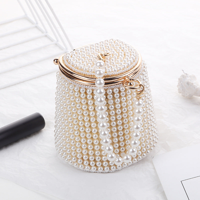 New Pearl Evening Bag Net Red Mini Portable Evening Bag Niche Bag Diy Pearl Bucket Bag