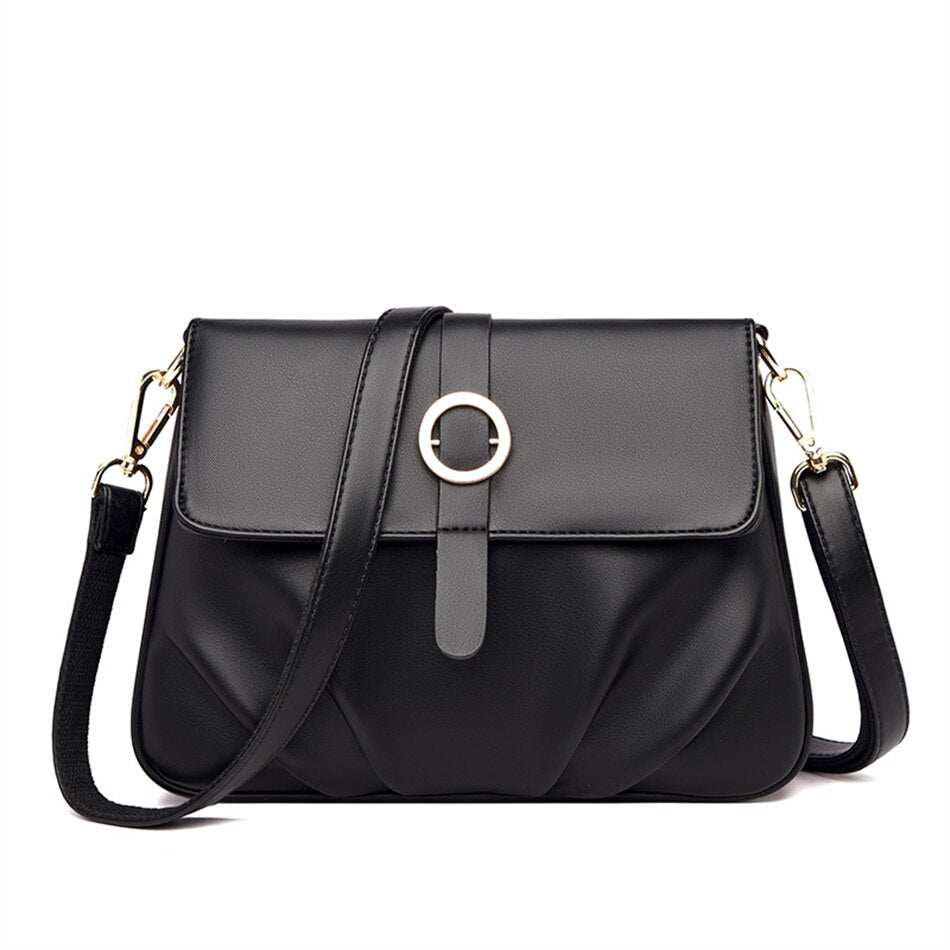 High Quality Ruched Shoulder Bag Soft Leather Luxury Handbag Women Bags Designer Crossbody Bag Female Fashion Messenger Bag