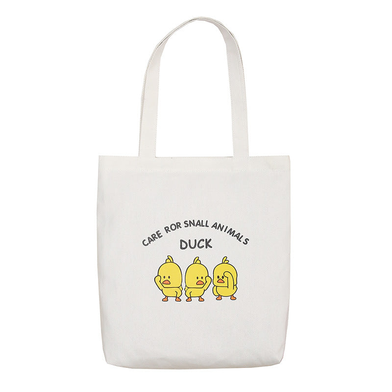 New Korean Version Of Student Canvas Bag Fashion Simple Cartoon Printing Tote Bag Large Capacity Shoulder Bag