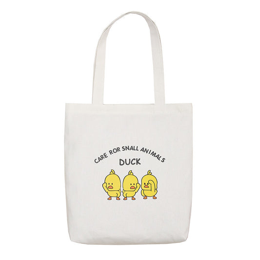 New Korean Version Of Student Canvas Bag Fashion Simple Cartoon Printing Tote Bag Large Capacity Shoulder Bag
