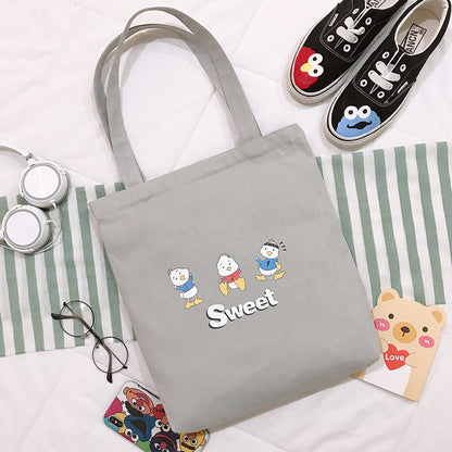 Bag Women's New Cartoon Cute Student Shoulder Bag Canvas Tote Bag
