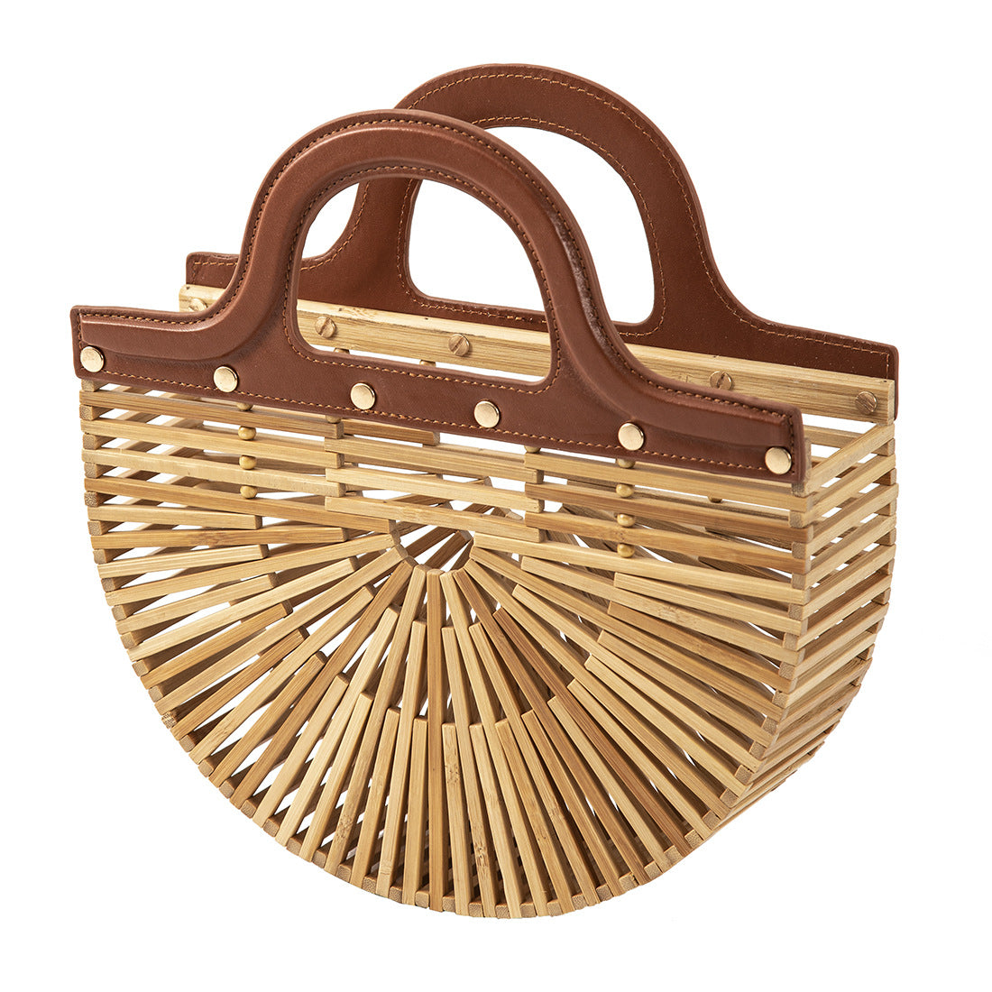 Handheld women's bag, bamboo woven grass woven bag, hollow woven bag, bamboo beach bag, bamboo bag