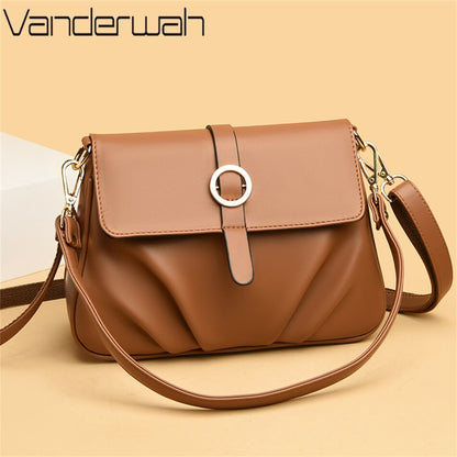 High Quality Ruched Shoulder Bag Soft Leather Luxury Handbag Women Bags Designer Crossbody Bag Female Fashion Messenger Bag