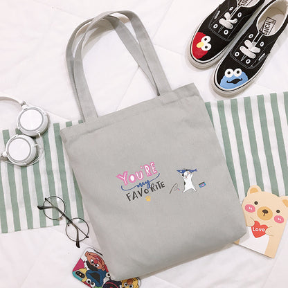 Bag Women's New Cartoon Cute Student Shoulder Bag Canvas Tote Bag