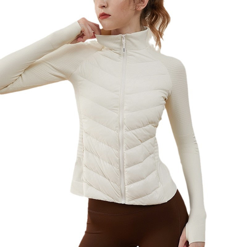 Autumn Winter Sport Seamless Splicing Down Jacket Women Thin Down Jacket For Women Ultralight Puffer Jacket Running Jacket