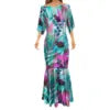 Islands Style Hawaiian Floral Printed Ladies Mermaid Dress Summer Custom Polynesian Ethnic Clothing Red Plus Size Fishtail Dress