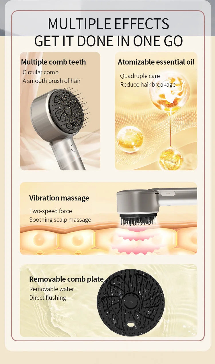 1-Year Household Car Microcurrent Electric Massage Hair Comb Cross-Border Spot Pure English LED USB Vibrating Hair Straightener