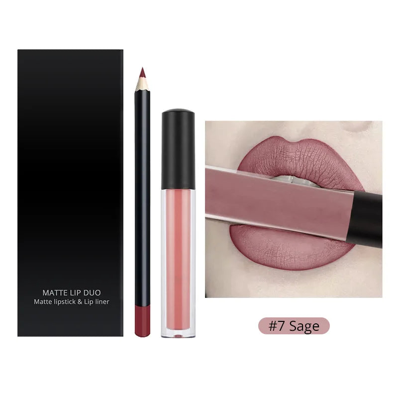 SENKA Private Label Matte Liquid Lipstick + Lip Liner Pens Set Waterproof No Stickiness Long Wear Lip Gloss Make up Gift Set