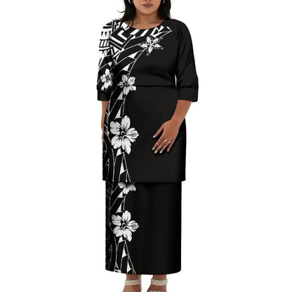 Pacific Island Art Design Big Size Women Half Sleeve Dress Custom Polynesian Puletasi Ptaha Dress O Neck Easter Island Clothes