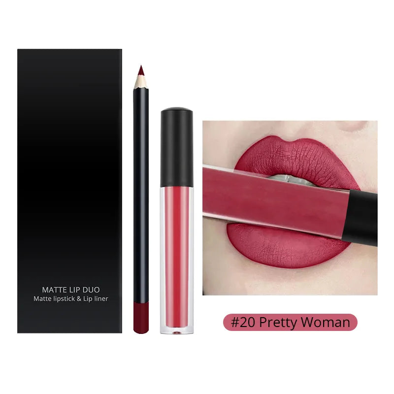 SENKA Private Label Matte Liquid Lipstick + Lip Liner Pens Set Waterproof No Stickiness Long Wear Lip Gloss Make up Gift Set