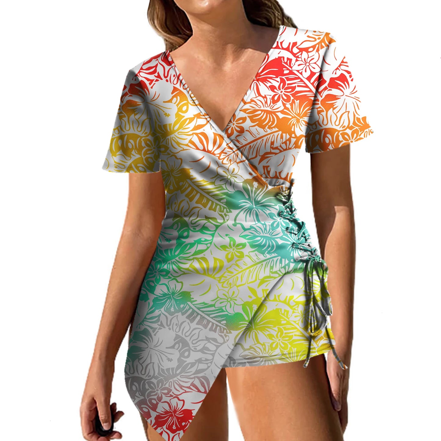 Clothing Manufacturers Custom Tropical Floral Sexy Prom Women Dress Polynesian Island Vintage Tight Mini Samoa Puletasi Dress