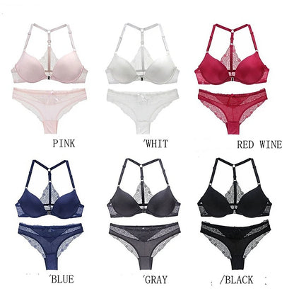 New Fashion Bralette Sexy Lingerie Seamless Push Up Bra Sets Front Closure Candy Color Underwear Women Small Size Brassiere