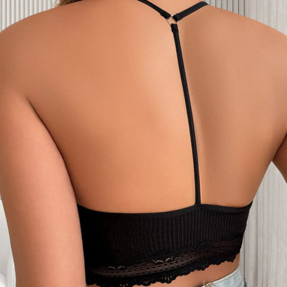 Women Sexy Camisoles Backless Tanks Lace Mesh Brassiere Female Ribbed Women Bras Fashion Breathable Women Underwear Lingerie