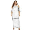 Wholesale Price Island Two Pieces Puletasi Hawaii Party Dress Polynesian Tribal Print White Lady O-neck Puletasi Dresses
