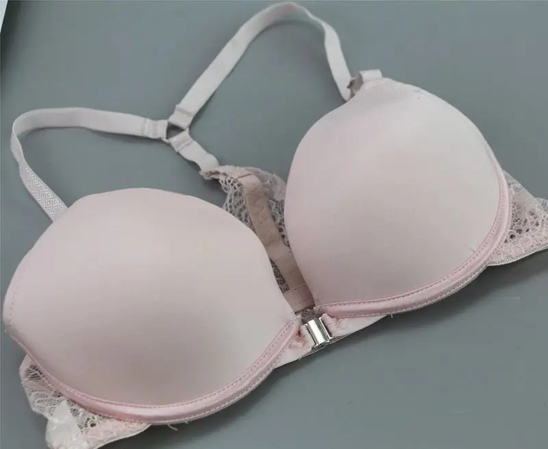 New Fashion Bralette Sexy Lingerie Seamless Push Up Bra Sets Front Closure Candy Color Underwear Women Small Size Brassiere