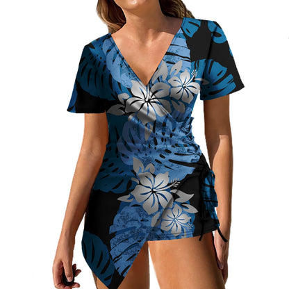 Clothing Manufacturers Custom Tropical Floral Sexy Prom Women Dress Polynesian Island Vintage Tight Mini Samoa Puletasi Dress