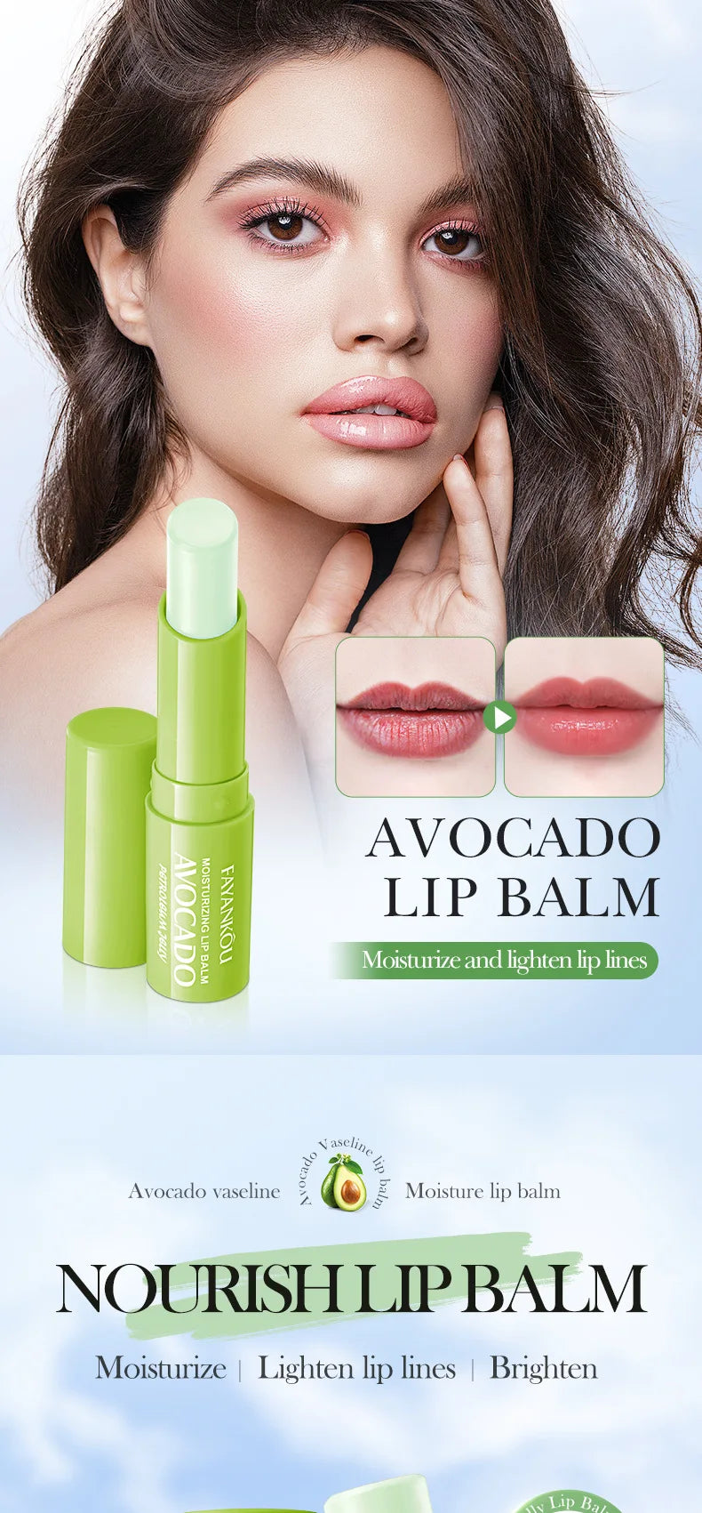 Autumn/Winter Avocado Herbal Moisturizing Lip Balm with Fruit Flavored Labeling Regular Size 2.7g