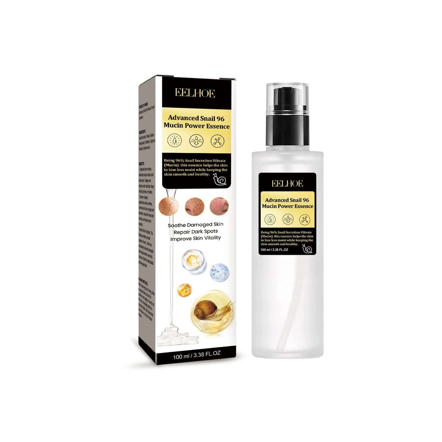 EELHOE Snail 96 Collagen Essence Facial Essence for Lightening Fine Lines Tending Skin and Moisturizing Acne Muscles