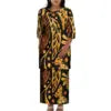 Pacific Island Art Design Big Size Women Half Sleeve Dress Custom Polynesian Puletasi Ptaha Dress O Neck Easter Island Clothes