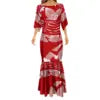 Islands Style Hawaiian Floral Printed Ladies Mermaid Dress Summer Custom Polynesian Ethnic Clothing Red Plus Size Fishtail Dress