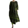 Pacific Island Tribal Design Floral Hawaiian Dresses Women Pocket Loose O-neck Polynesian Clothing Samoan Puletasi Dress