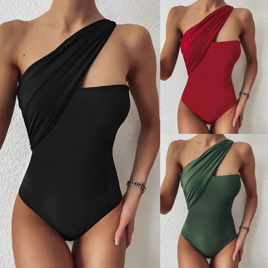 LF  2023 Women's Sexy Solid Color One-shoulder Bikini Wholesale
