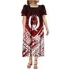 Custom Big Size Pohnpei Micronesia Dresses Micronesian Mumu Purple Summer Puff Short Sleeve Puffy Long Loose Casual Ladies Dress