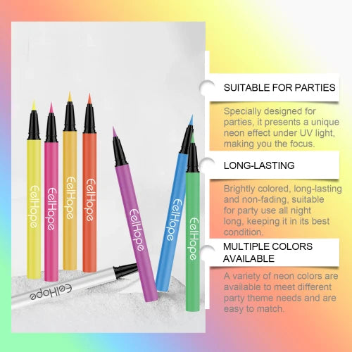 Eelhope Party Neon Liquid Eyeliner (Blue) Is Smooth Flowing Long-Lasting And Easy To Apply  Making It Perfect For