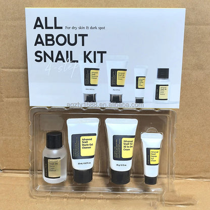 Korean Skin Care All Snail Mucin Mini Travel Set Essentials Including Face Wash Moisturizer Eye Rejuvenating Gift