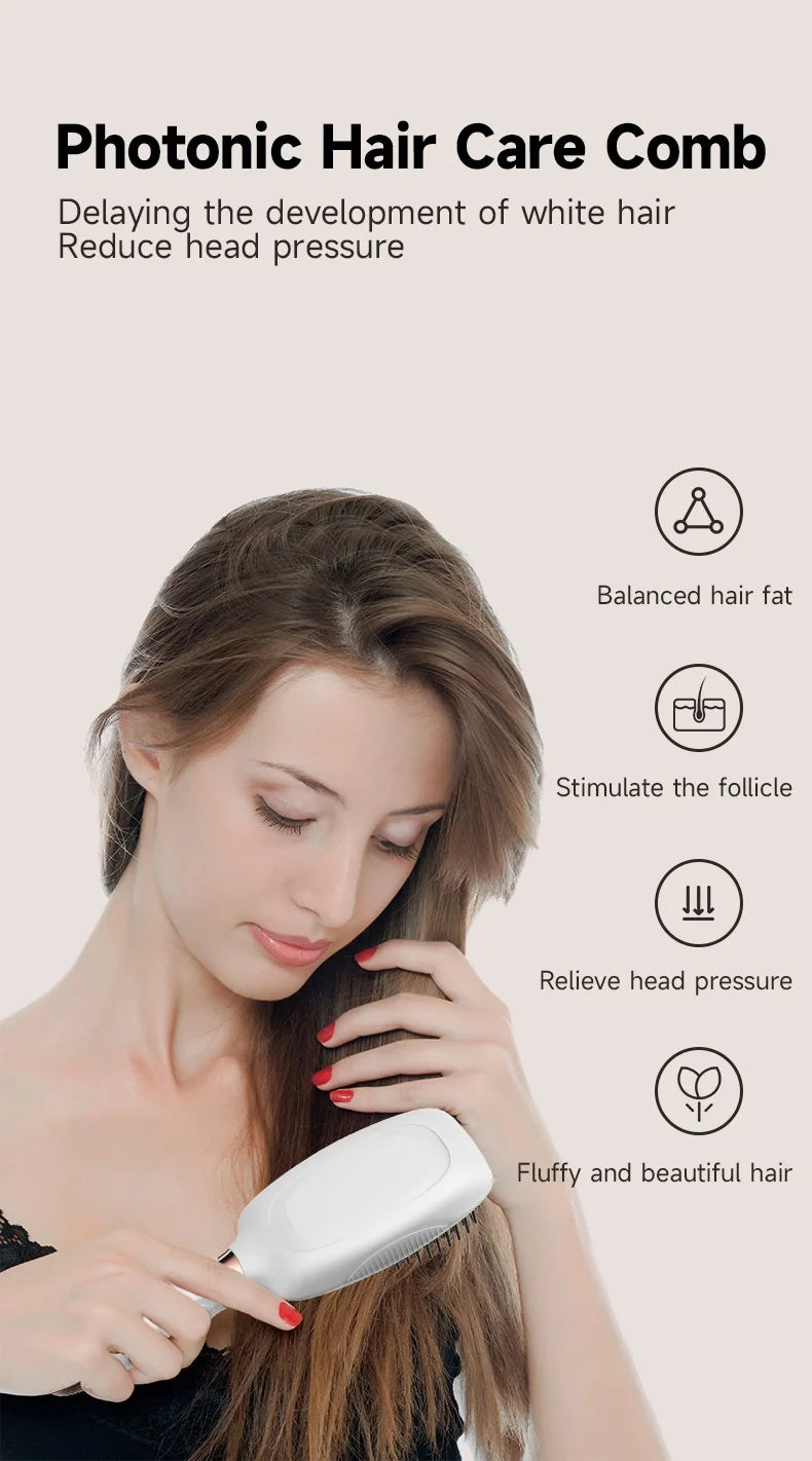 1-Year Household Car Microcurrent Electric Massage Hair Comb Cross-Border Spot Pure English LED USB Vibrating Hair Straightener