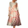 New Fashion Samoa Hawaii Tapa Fabric Custom Polynesian Tribal Dress Women Large Size O Neck Casual Maxi Formal Dress