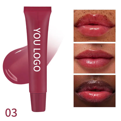No logo Vegan Formulation Materials Color Changing Base Lip Glow Oil Hydrating High-shine Lip Plumping Gloss Private Label