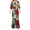 Islands Style Hawaiian Floral Printed Ladies Mermaid Dress Summer Custom Polynesian Ethnic Clothing Red Plus Size Fishtail Dress