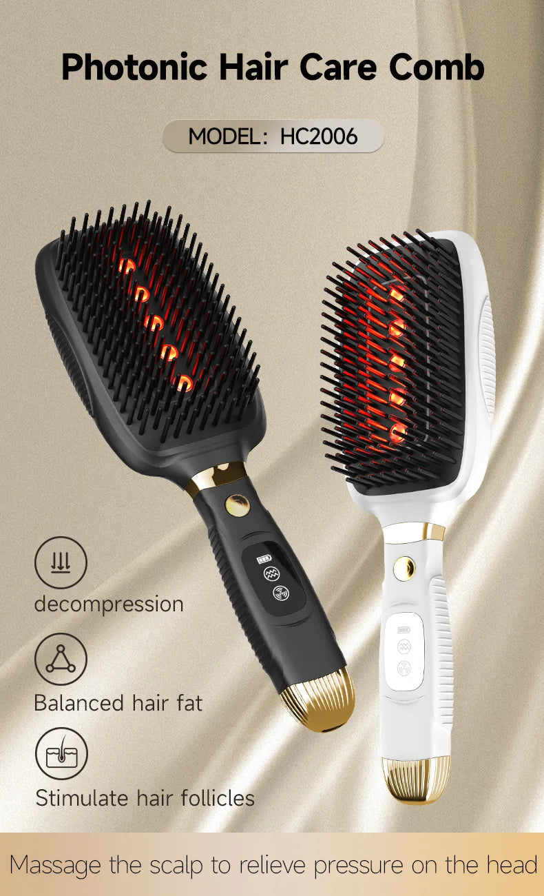 1-Year Household Car Microcurrent Electric Massage Hair Comb Cross-Border Spot Pure English LED USB Vibrating Hair Straightener