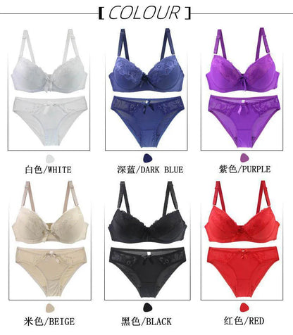 2025 New Sexy Bras Set Embroidered Lace Push Up 2 Piece Underwear For Women Plus Size White Black Beige Blue Red Purple Lingerie