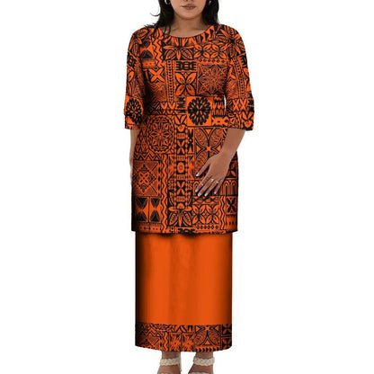 Pacific Island Art Design Big Size Women Half Sleeve Dress Custom Polynesian Puletasi Ptaha Dress O Neck Easter Island Clothes