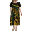 Custom Big Size Pohnpei Micronesia Dresses Micronesian Mumu Purple Summer Puff Short Sleeve Puffy Long Loose Casual Ladies Dress